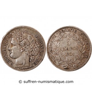 CERES - 5 FRANCS ARGENT 1851 A PARIS