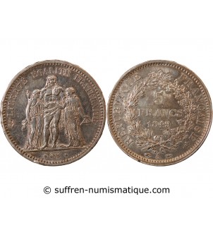 HERCULE ﻿- 5 FRANCS ARGENT 1849 A PARIS﻿