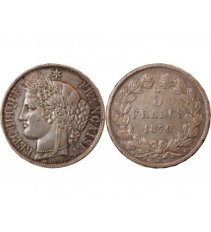 CERES - 5 FRANCS ARGENT 1870 A PARIS "Sans légende" 2