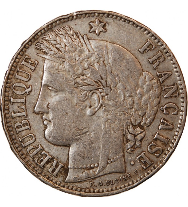 CERES - 5 FRANCS ARGENT 1870 k BORDEAUX  "Sans légende"