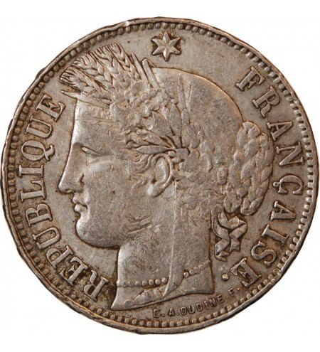 CERES - 5 FRANCS ARGENT 1870 k BORDEAUX  "Sans légende"