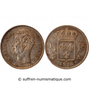 CHARLES X - 1/4 FRANCS ARGENT 1826 A PARIS