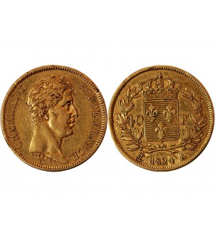 CHARLES X﻿ - 40 FRANCS OR 1824 A PARIS﻿ 2