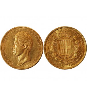 ITALIE, SARDAIGNE, CHARLES ALBERT - 100 LIRE OR 1834 TURIN 2
