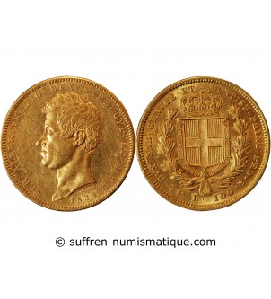 ITALIE, SARDAIGNE, CHARLES ALBERT - 100 LIRE OR 1834 TURIN