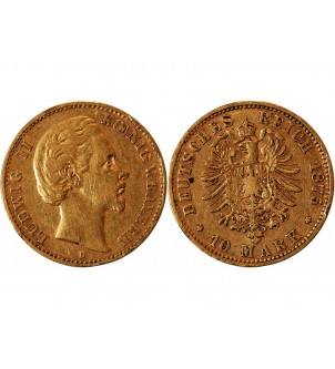 ALLEMAGNE, BAYERN, LUDWIG II - 10 MARK OR 1875 D 2