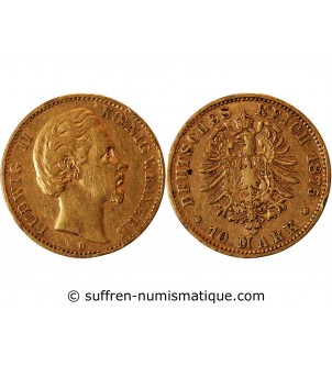 ALLEMAGNE, BAYERN, LUDWIG II - 10 MARK OR 1875 D