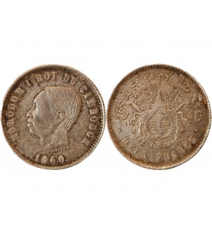 CAMBODGE, NORODOM Ier - 2 FRANCS 1860 2