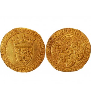 CHARLES VI LE FOU ﻿- ECU D'OR A LA COURONNE 1380 / 1422﻿ PARIS 2
