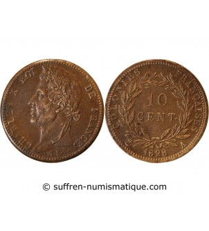 COLONIES, GUYANE, CHARLES X - 10 CENTIMES 1828 A PARIS