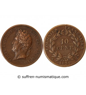 COLONIES, GUADELOUPE, LOUIS PHILIPPE- 10 CENTIMES 1839 A PARIS