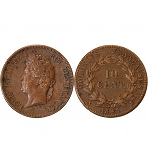 COLONIES, GUADELOUPE, LOUIS PHILIPPE - 10 CENTIMES 1841 A PARIS 2