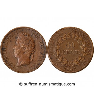 COLONIES, GUADELOUPE, LOUIS PHILIPPE - 10 CENTIMES 1841 A PARIS