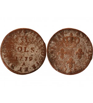 COLONIES, ISLES DE FRANCE ET BOURBON, LOUIS XVI - 3 SOLS 1779 A PARIS 2