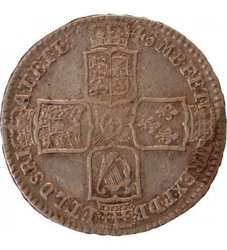 ANGLETERRE, GEORGES II - 1/2 CROWN ARGENT 1745 LONDRES