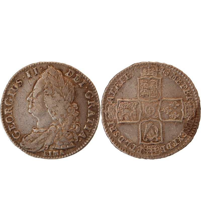 ANGLETERRE, GEORGES II - 1/2 CROWN ARGENT 1745 LONDRES