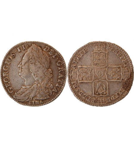 ANGLETERRE, GEORGES II - 1/2 CROWN ARGENT 1745 LONDRES