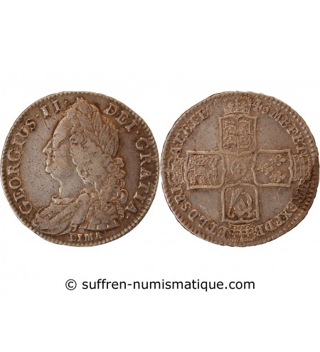 ANGLETERRE, GEORGES II - 1/2 CROWN ARGENT 1745 LONDRES