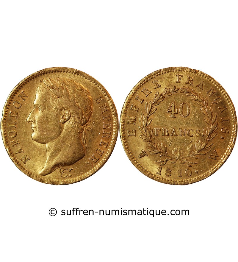 NAPOLEON Ier ﻿ - 40 FRANCS OR 1810 W LILLE