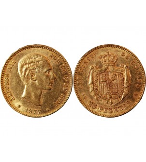 ESPAGNE, ALFONSO XII - 25 PESETAS OR  1877 2