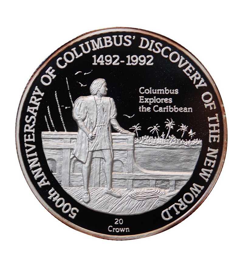 ILES TURQUES ET CAIQUES - CROWN ARGENT 1992 "Colombus explores the caribbean"