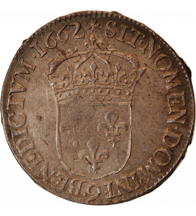 LOUIS XIV﻿ - 1/2 ECU AU BUSTE JUVENILE 1662 9 RENNES
