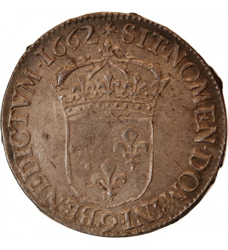 LOUIS XIV﻿ - 1/2 ECU AU BUSTE JUVENILE 1662 9 RENNES