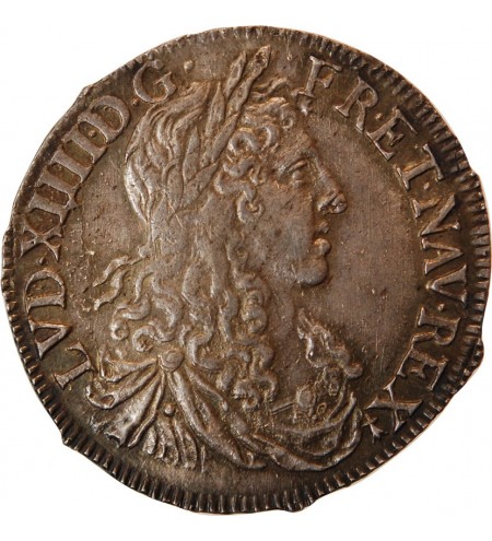 LOUIS XIV﻿ - 1/2 ECU AU BUSTE JUVENILE 1662 9 RENNES