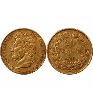 LOUIS PHILIPPE﻿ - 20 FRANCS OR 1845 W LILLE 2