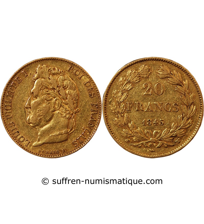 LOUIS PHILIPPE﻿ - 20 FRANCS OR 1845 W LILLE