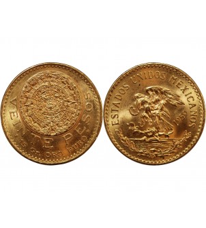 MEXIQUE, CALENDRIER AZTEQUE - 20 PESOS OR 1959 2