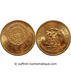 MEXIQUE, CALENDRIER AZTEQUE - 20 PESOS OR 1959