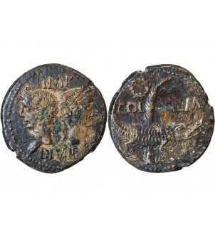 NEMAUSUS, NIMES, AUGUSTE ET AGRIPPA - DUPONDIUS BRONZE 2