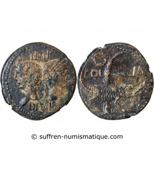 NEMAUSUS, NIMES, AUGUSTE ET AGRIPPA - DUPONDIUS BRONZE