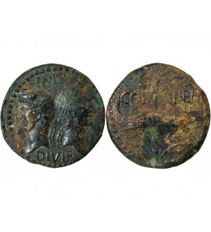 NEMAUSUS, NIMES, AUGUSTE ET AGRIPPA - DUPONDIUS BRONZE 2