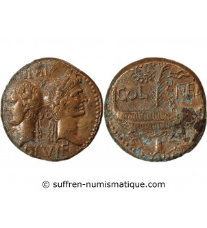 NEMAUSUS, NIMES, AUGUSTE ET AGRIPPA - DUPONDIUS BRONZE