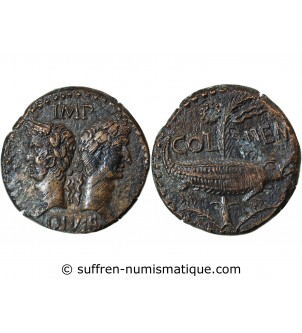 NEMAUSUS, NIMES, AUGUSTE ET AGRIPPA - DUPONDIUS BRONZE