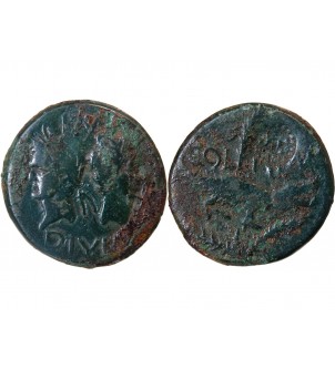 NEMAUSUS, NIMES, AUGUSTE ET AGRIPPA - DUPONDIUS BRONZE Contremarqué "DD" 2