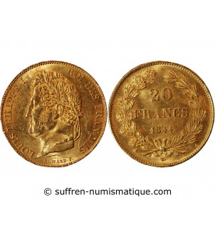 LOUIS PHILIPPE﻿ - 20 FRANCS OR 1844 W LILLE