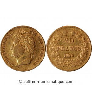 LOUIS PHILIPPE﻿ - 20 FRANCS OR 1844 W LILLE