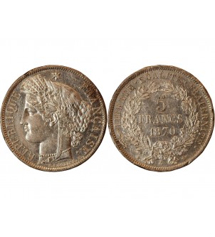 CERES - 5 FRANCS ARGENT 1870 A PARIS "Avec Légende"﻿ 2