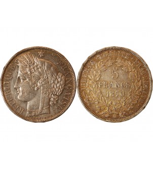 CERES - 5 FRANCS ARGENT 1870 A PARIS "Avec Légende"﻿ 2
