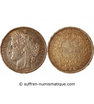 CERES - 5 FRANCS ARGENT 1870 A PARIS "Avec Légende"﻿