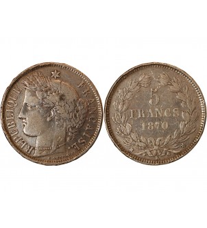 CERES - 5 FRANCS ARGENT 1870 k BORDEAUX  "Sans légende" 2