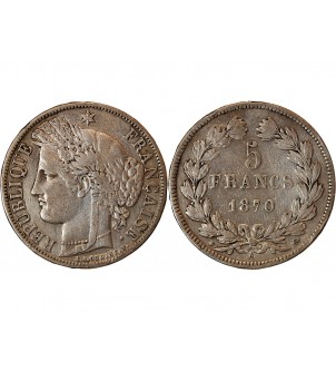 CERES - 5 FRANCS ARGENT 1870 A PARIS "Sans légende" 2