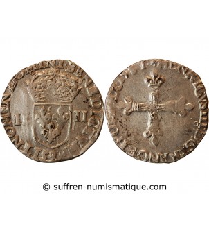 HENRI III - 1/4 ECU ARGENT 1581 9 RENNES
