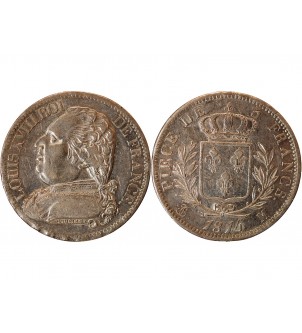 LOUIS XVIII - 5 FRANCS ARGENT 1814 M TOULOUSE 2