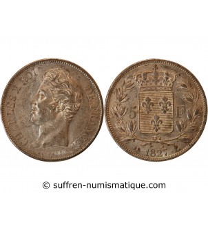 CHARLES X - 5 FRANCS ARGENT 1827 L BAYONNE