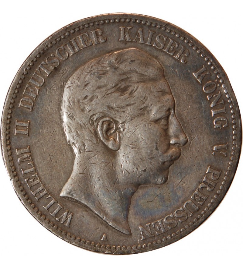 ALLEMAGNE, PRUSSE, WILHELM II - 5 MARK ARGENT 1900 A
