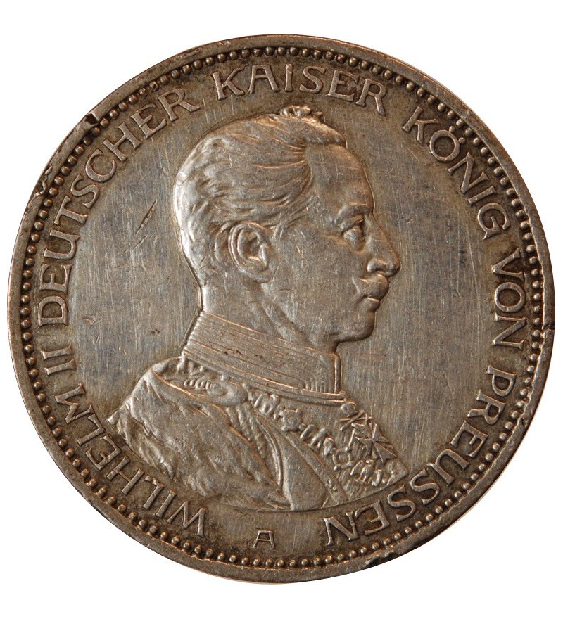ALLEMAGNE, PRUSSE, WILHELM II - 3 MARK ARGENT 1913 A BERLIN